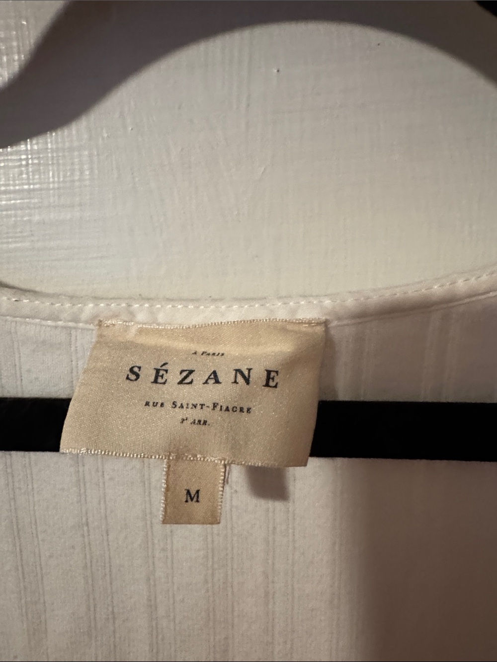 Sezane Mao Ecru White Ribbed T-shirt Size Medium - Picture 2 of 10